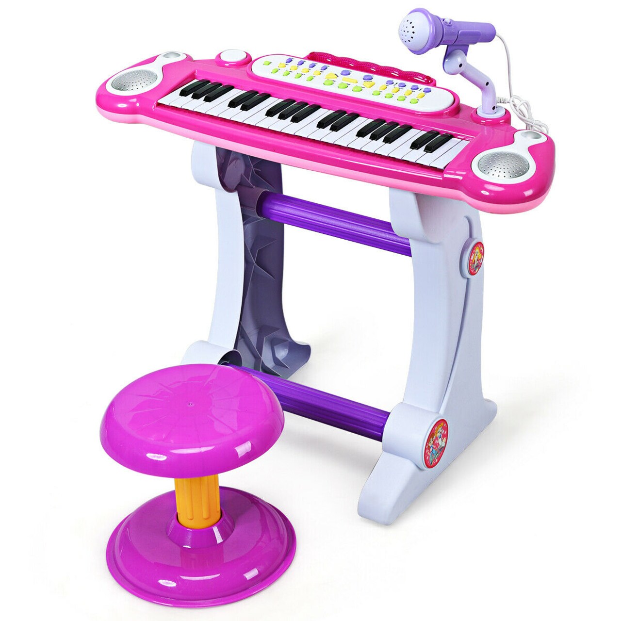 Kids Electronic Keyboard Piano Mp3 Input 37 Key Microphone Stool Toy